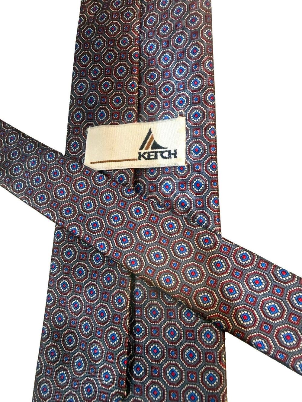 Ketch Men's Geometric Tie Green Purple Blue White Classic Style Width Length